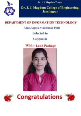 Miss.Arpita Patil Selected in Capgemini