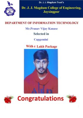 Mr.Pranav Kanase Selected in Capgemini