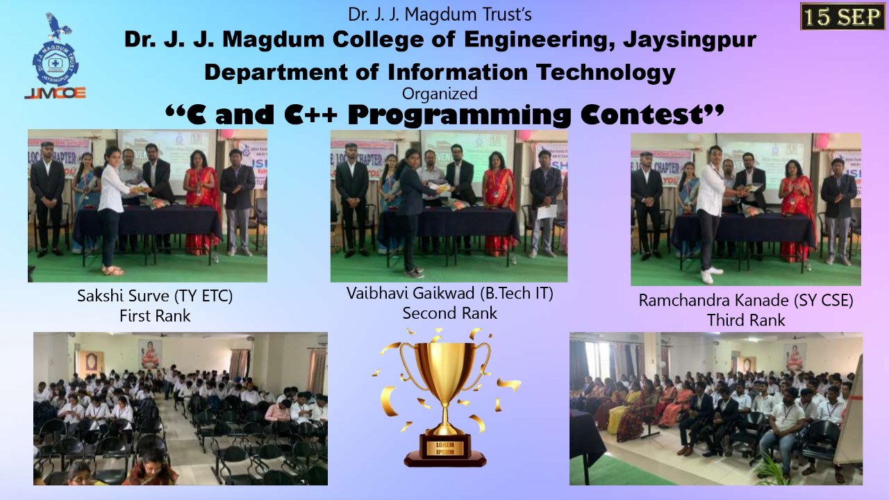 "ITESA and Coding Club Inauguration 2K22" , organized by Department of Information Technology on 21st November 2022. Chief guest was our one of the Alumini Ms.Shweta Nandikeshwar Hiremath, Company -Accenture Pvt.Ltd., Pune. Designation -Application Development Senior Analyst